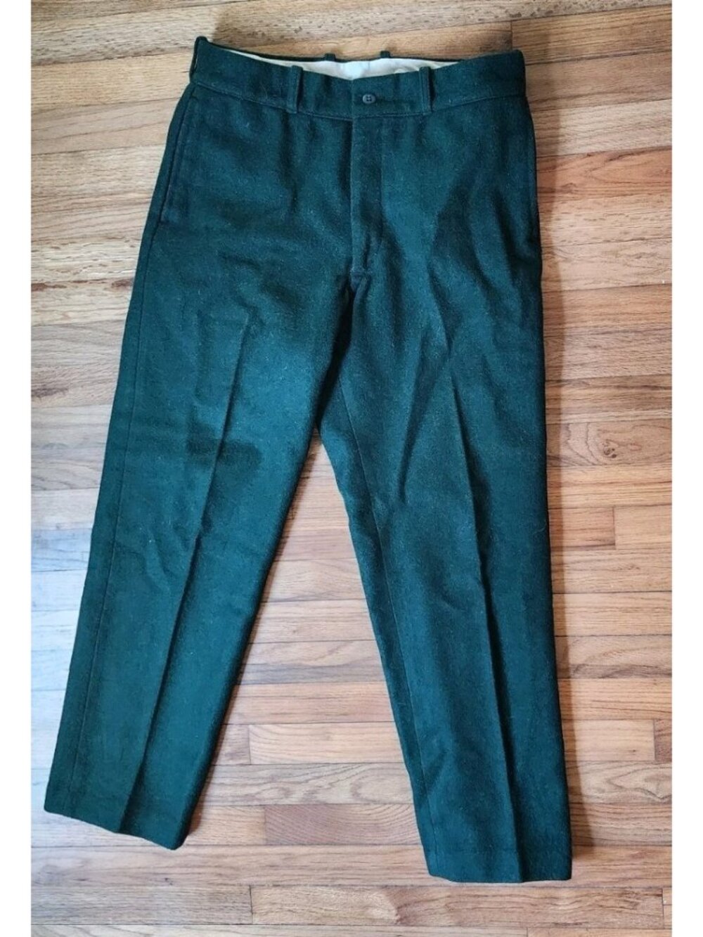 Vintage Johnson Woolen Mills Wool Pants Green 34 X 31 Hunting Heavy Vermont USA